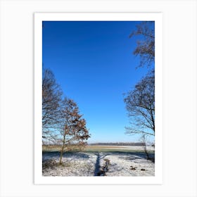 Snowy Field With Trees Art Print