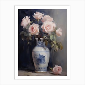 Victorian Pink Roses In Vase Art Print