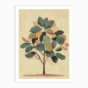 Chestnut Tree Minimal Japandi Illustration 2 Art Print