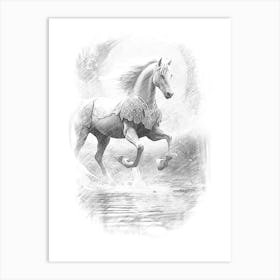 Horse Running In The Water Art Print
