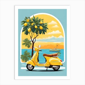 Vespa On The Beach Art Print