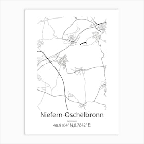 Niefern Oschelbronn,Germany Minimalist Map Art Print