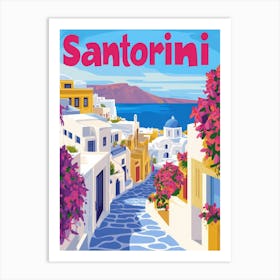 Aihrgdesign A 1970s Inspired Travel Poster For Santorini Art Print