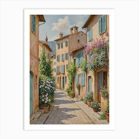 Romantic Village Alley Art Print