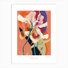 Colourful Flower Illustration Poster Sweet Pea 4 Art Print
