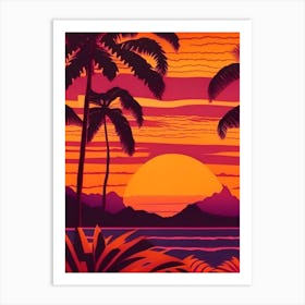 Hawaii Retro Sunset 4 Art Print