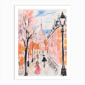 Paris, Dreamy Storybook Illustration 3 Art Print