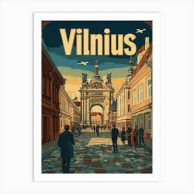 Aihrgdesign A Retro Travel Poster For Vilnius 4 Art Print