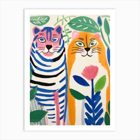 Colourful Kids Animal Art Bengal Tiger 3 Art Print