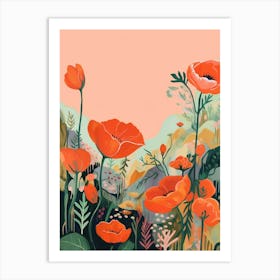 Boho Wildflower Painting Poppy 2 Art Print