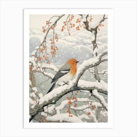 Winter Bird Painting Finch 4 Art Print