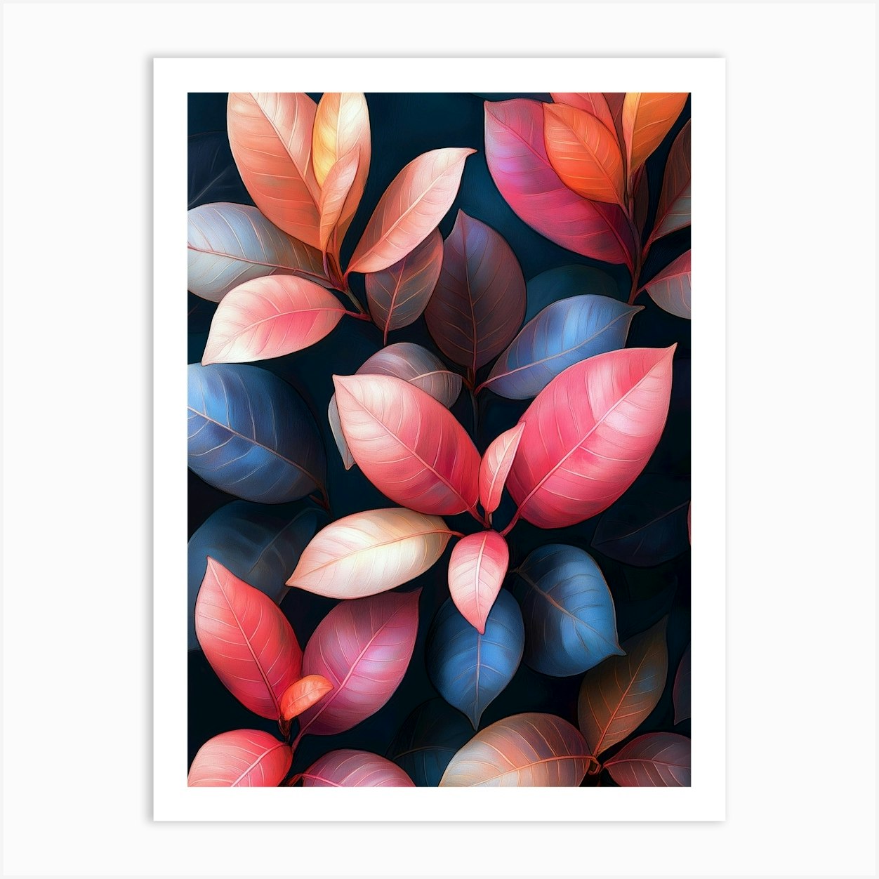 Colorful Leaves Wallpaper Art Print by JBJart Justyna Jaszke