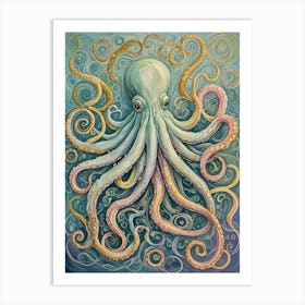 Abstract Rainbow Octopus Art Print