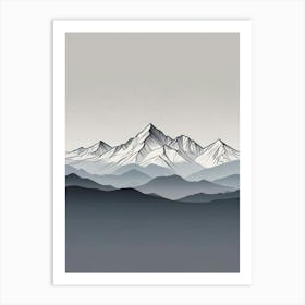 Minimalist Mountain Range Art Print (3) Art Print