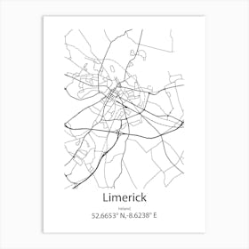 Limerick,Ireland Minimalist Map Art Print