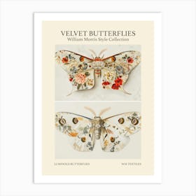 Velvet Butterflies Collection Luminous Butterflies William Morris Style 9 Art Print