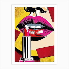 Glamorous Lipstick Pop Art: A Bold Splash of Color and Style Art Print