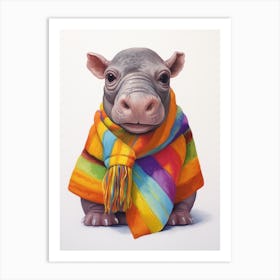 Baby Animal Wearing Sweater Hippopotamus 2 Art Print
