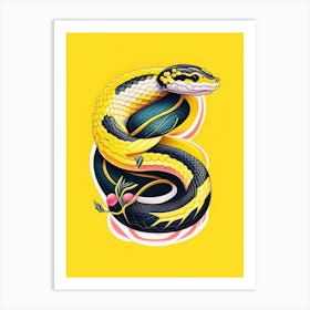 Yellow Bellied Sea Snake Tattoo Style Art Print