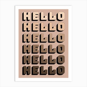 Hello Hello Hello Brown Neutral Art Print