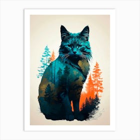 Cat In The Forest Art Print