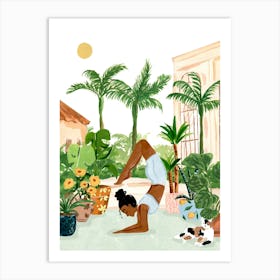 Yoga In the Courtyard Art Print