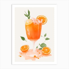 Aperol With Ice And Orange Watercolor Vertical Composition 51 Art Print