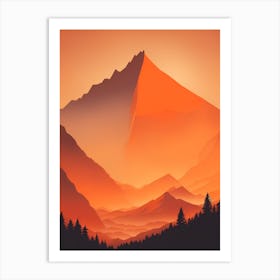 Misty Mountains Vertical Composition In Orange Tone 276 Art Print