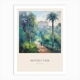 Montjuc Park Barcelona Vintage Cezanne Inspired Poster Art Print