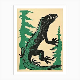 Lizard In The Woods Bold Block 2 Art Print