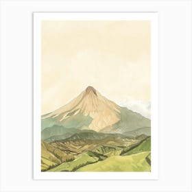 Mount Katahdin Usa Color Line Drawing (2) Art Print