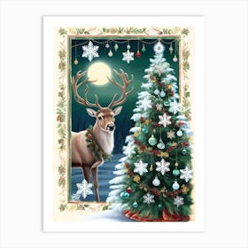 William Morris Christmas Deer 1 Art Print