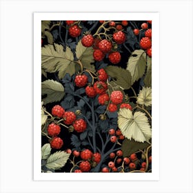 William Morris Style Christmas Botanical 2 Art Print