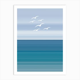 Seagulls Flying Over The Ocean Art Print