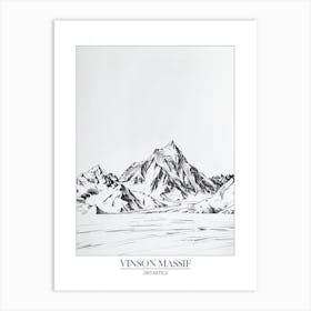 Vinson Massif Antarctica Line Drawing 4 Poster Art Print