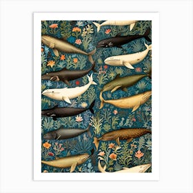 Whales In The Sea Art Print