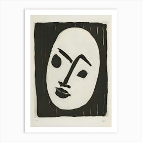 Henri Matisse Masque Blanc Sur Fond Noir Art Print