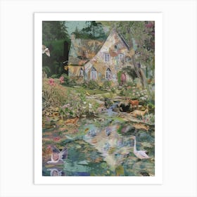 Pond Monet Fairies Scrapbook Collage 2 Art Print