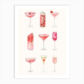 Watercolor Cocktail Set Art Print