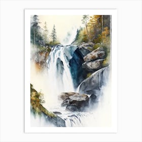Stalheimskleiva Waterfall, Norway Water Colour  (2) Art Print
