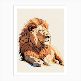 Barbary Lion Resting In The Sun Clipart 3 Art Print