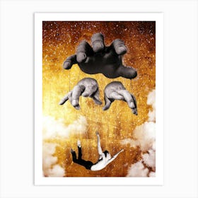 Positive energy - hands - universe - stars - photo montage Art Print