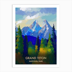 Grand Teton National Park Travel Poster Matisse Style 3 Art Print