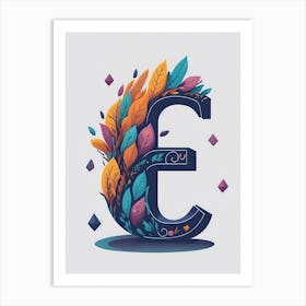 Colorful Letter E Illustration 85 Art Print