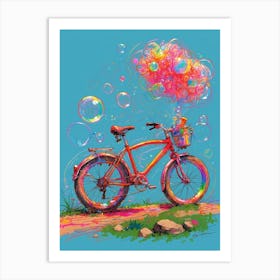 Bubbles On A Bicycle Art Print