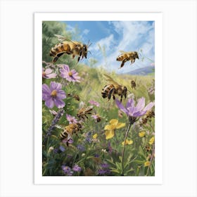 European Honey Bee Storybook Illustration 8 Art Print