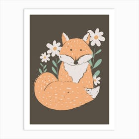 Fox With Flowers Art Print