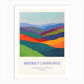 Colourful Abstract Great Smoky Mountains National Park Usa 1 Poster Blue Art Print
