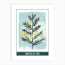 Douglas Fir Tree Illustration Flat 8 Poster Art Print