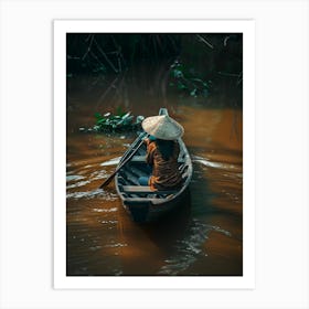 Asian Woman In A Boat Art Print